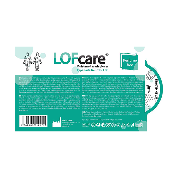 LOFcare® - feuchte Waschhandschuhe parfümfrei Typ: eco, neutral 8 Stk. pro Packung