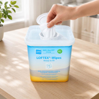 LOFTEX®-WIPES, DESi-Box-annostelijaämpäri + kuiva kuitukangaspyyherulla - Täytettäväksi valmiina kertakäyttöisessä pyyheannostelijassa